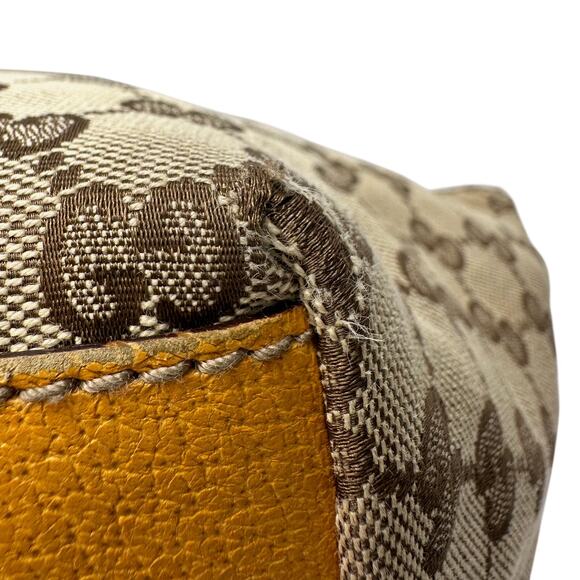 Gucci GG Canvas Web Sherry Line Tote Bag - Yellow & Brown Handle - Picture 10 of 16